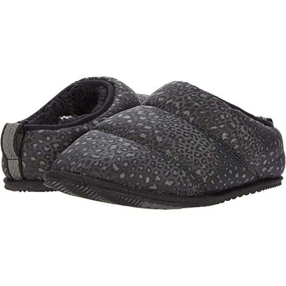 Sorel Go Bodega Run Puffer Slippers Black Leopard Print SZ 8 NEW - Picture 1 of 7